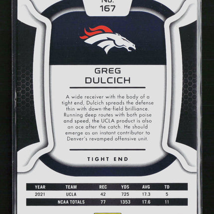 2022 Panini Certified Greg Dulcich #167 291/399 RC