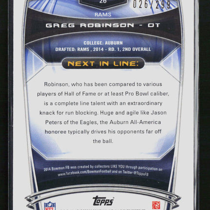 2014 Bowman Greg Robinson #26 Orange 026/299 RC