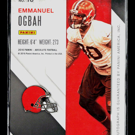 2016 Panini Absolute Emmanuel Ogbah #18 Rook Ink RC Auto