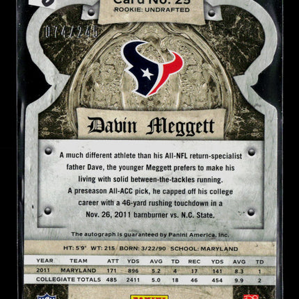 2012 Panini Crown Royale Davin Meggett #25 Auto