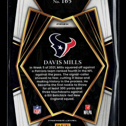 2022 Panini Select Football Davis Mills #165 Premier Level RC Silver