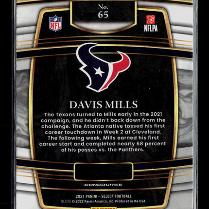 2021 Panini Select Davis Mills #65 RC