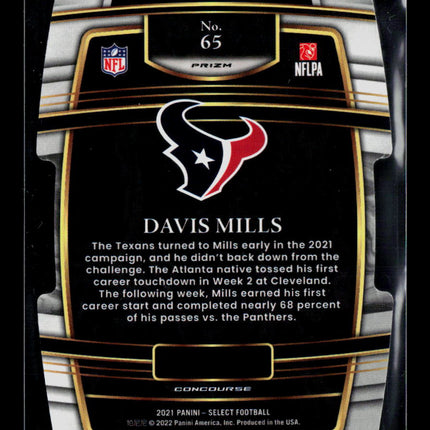 2022 Panini Select Davis Mills #65 RC Red Blue