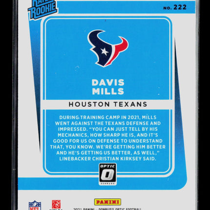 2021 Panini Donruss Optic Davis Mills #222 Blue Scope