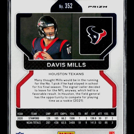 2021 Panini Prizm Davis Mills #352 Orange Lazer