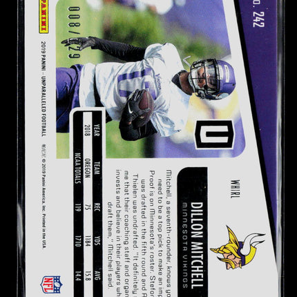 2019 Panini Unparalleled Dillon Mitchell #242 Whirl RC