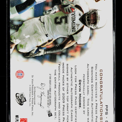 2009 Press Pass Signings Devin Moore #PPS-DM Auto