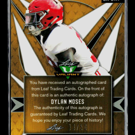 2021 Leaf Valiant Dylan Moses #BA-DM1 Orange RC Auto