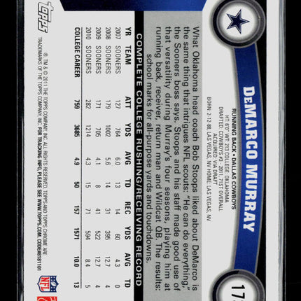 2011 Topps Chrome DeMarco Murray #173 Green Refractor RC