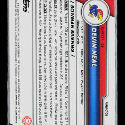 2023 Bowman Chrome University Devin Neal #58 Refractor