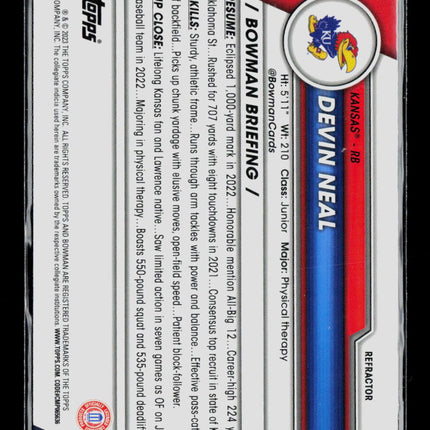 2023 Bowman Chrome University Devin Neal #58 Refractor
