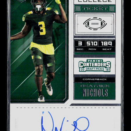 2018 Panini Contenders Draft Picks Deatrick Nichols #259 RC Auto