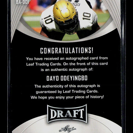 2021 Leaf Draft Dayo Odeyingbo #BA-DO1 RC Auto