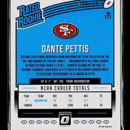 2018 Donruss Optic Dante Pettis #171 Blue /149