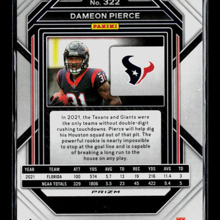 2023 Panini Prizm Dameon Pierce #322 Light Blue RC