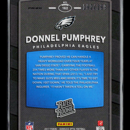 2017 Donruss Optic Donnel Pumphrey #162 Aqua 192/299