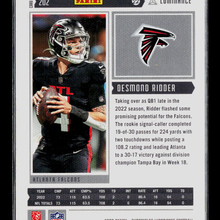 2023 Panini Chronicles Luminance Football Desmond Ridder #202 RC