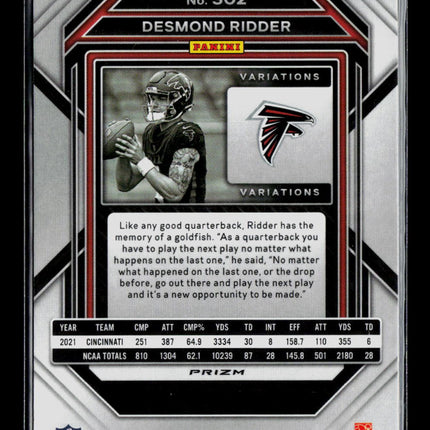 2023 Panini Prizm Desmond Ridder #302 Image Variation RC Silver