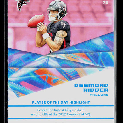 2022 Panini Player of the Day Football Desmond Ridder #72 RC