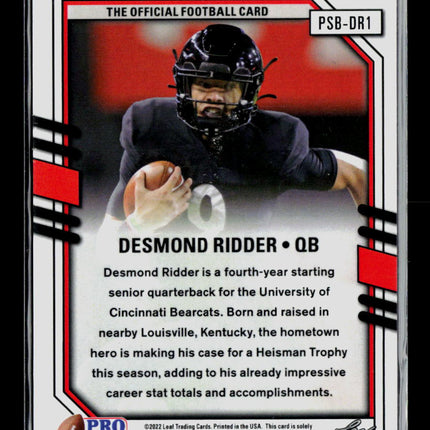 2022 Pro Set Desmond Ridder #PSB-DR1 RC Black Ice