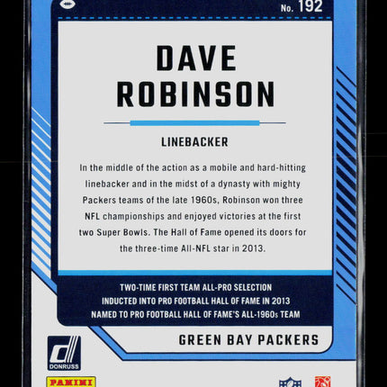 2024 Donruss Football Dave Robinson #192 Green Press Proof