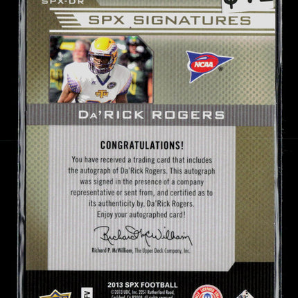 2013 Upper Deck SPx Da'Rick Rogers #SPX-DR Auto