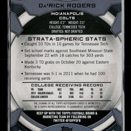 2013 Topps Strata Da'Rick Rogers #154 RC Auto
