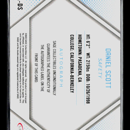 2023 SAGE Autographs Daniel Scott #A-DS Auto