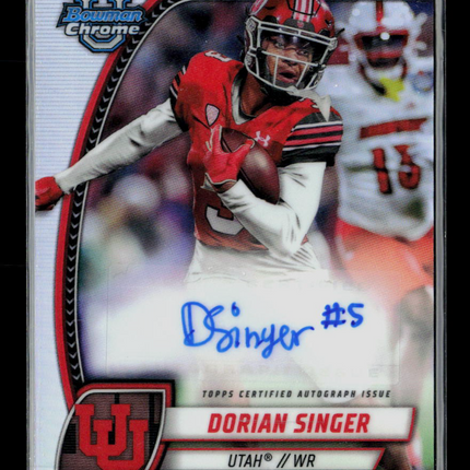 2024 Bowman University Chrome Football Dorian Singer #PA-DSI Refractor Auto /299