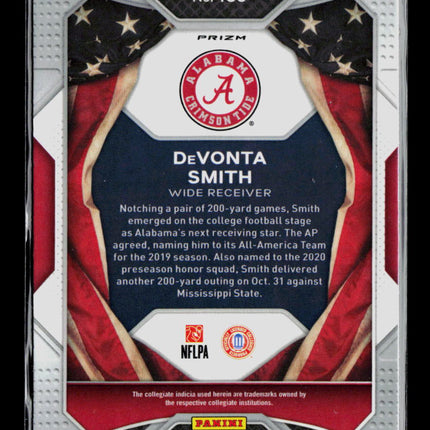 2021 Panini Prizm Draft Picks DeVonta Smith #186 Red Ice RC