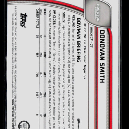 2024 Bowman University Chrome Donovan Smith #67 Blue Sapphire
