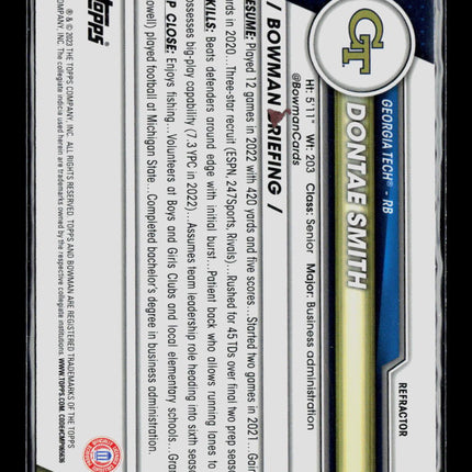 2023 Bowman Chrome University Dontae Smith #94 Refractor