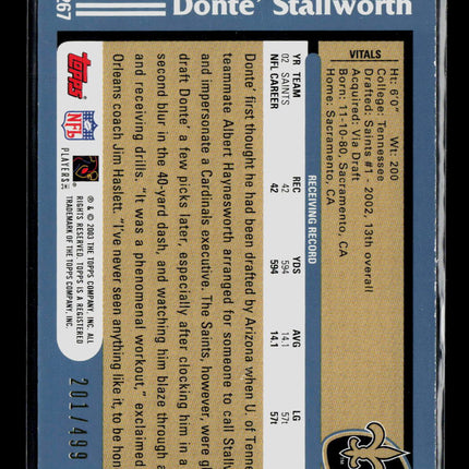 2003 Topps Gold Donte' Stallworth #267 /499