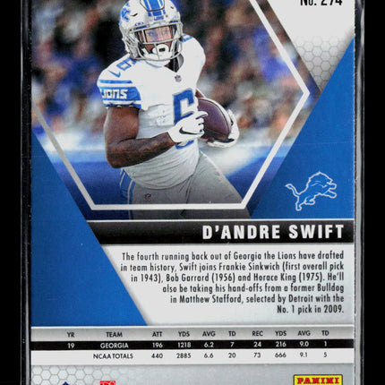 2020 Panini Mosaic Football D'Andre Swift #274 NFL Debut
