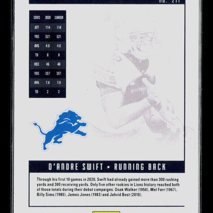 2021 Panini Chronicles Luminance Football D'Andre Swift #211 RC