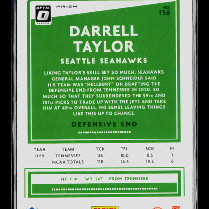 2020 Panini Donruss Optic Darrell Taylor #136 RC Holo