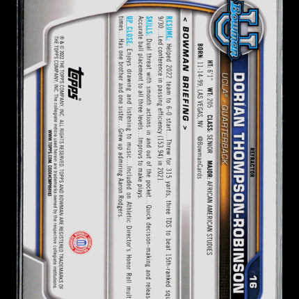 2022 Bowman University Dorian Thompson-Robinson #16 Refractor
