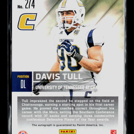 2015 Panini Contenders Draft Picks Davis Tull #274 Ticket Blue Autograph Auto