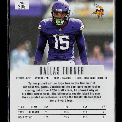 2025 Panini Prizm Deca Dallas Turner #205 RC