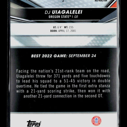2022 Bowman University DJ Uiagalelei #2 Refractor