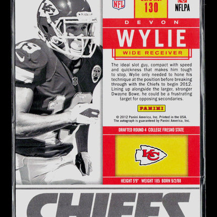 2012 Panini Contenders Devon Wylie #130 Auto