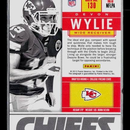 2012 Panini Contenders Devon Wylie #130 Auto
