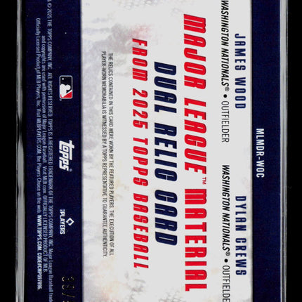 2025 Topps Dylan Crews James Wood #MLMDR-WOC 39/50 Gold Dual Relic