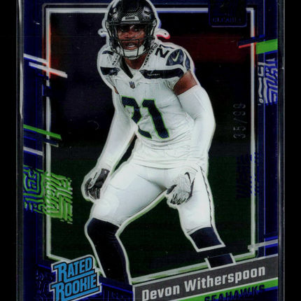 2024 Panini Clearly Donruss Football Devon Witherspoon #99 35/99 Blue