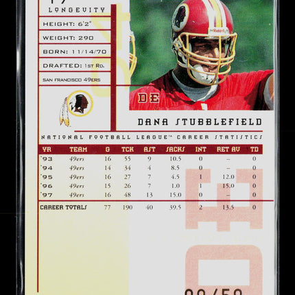 1998 Leaf Rookies & Stars Longevity Dana Stubblefield #17 09/50
