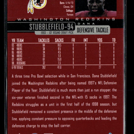 1999 Upper Deck UD Exclusives Dana Stubblefield #222 084/100