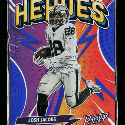 2023 Panini Prestige Heroes Josh Jacobs #H-14 Xtra Points Blue /249