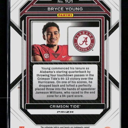 2023 Panini Prizm Draft Picks Bryce Young #101 RC Silver