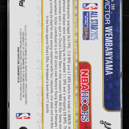 2026 Topps NBA Hoops Victor Wembanyama #289 Foil