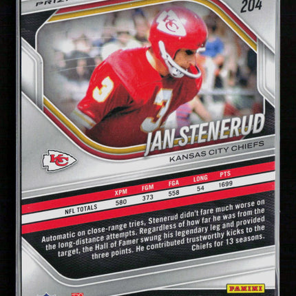 2025 Panini Prizm Jan Stenerud #204 Blue & Black Checker